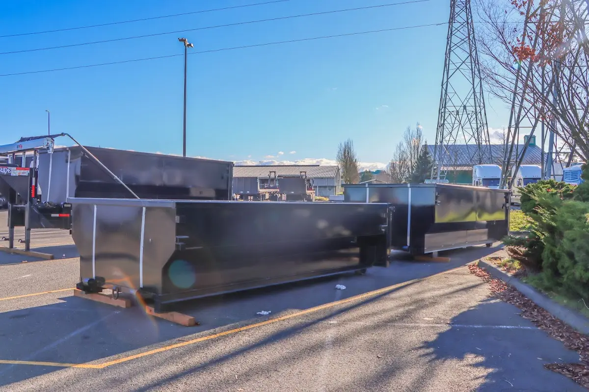 Roll-off dumpster ready for waste disposal at job site for 6 Yard Dumpster Rental in Haines City